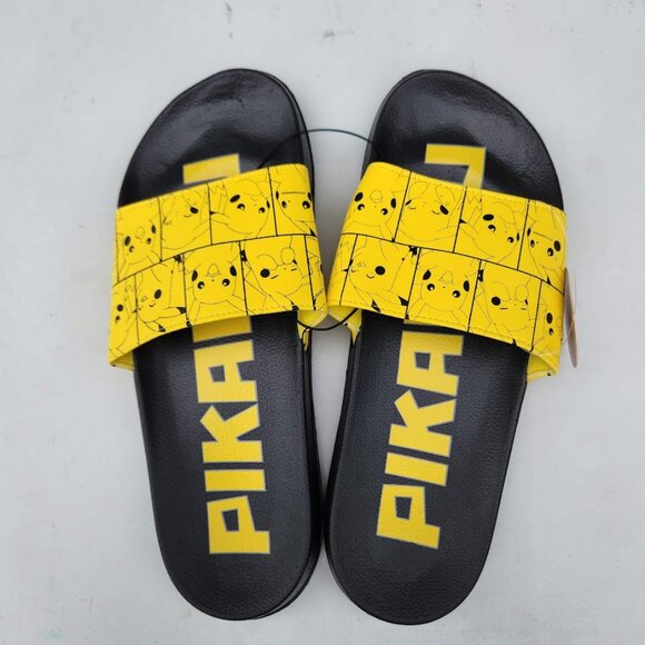 NEW Men's Size 13 Sandals Pikachu Pokemon Yellow Black NEW NWT Slides Pokémon Br - Picture 9 of 15